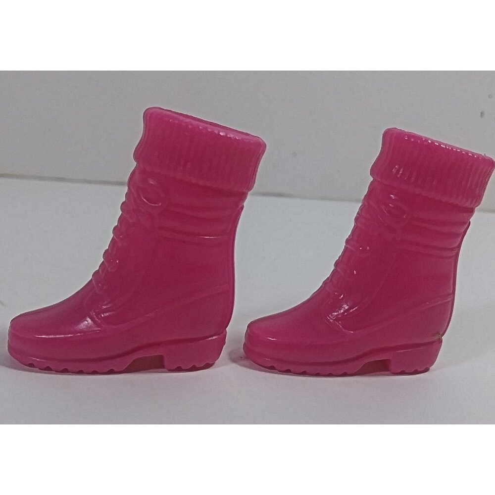 Vintage Barbie Doll Pink Boots Mattel Plastic Shoes Snow Hiking Accessory